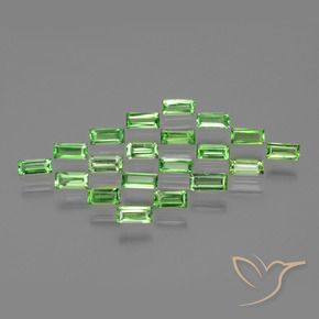 Gemme di Granato Tsavorite Verde acceso naturale da 1.98 ct, Taglio a baguette, VS