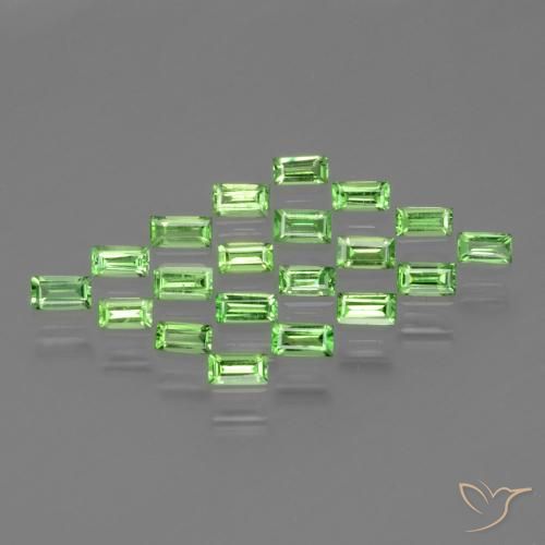 Gemme di Granato Tsavorite Verde acceso naturale da 1.18 ct, Taglio a baguette, VS