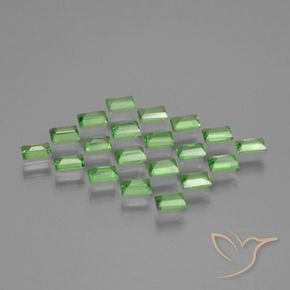Gemme di Granato Tsavorite Verde acceso naturale da 1.58 ct, Taglio a baguette, VS
