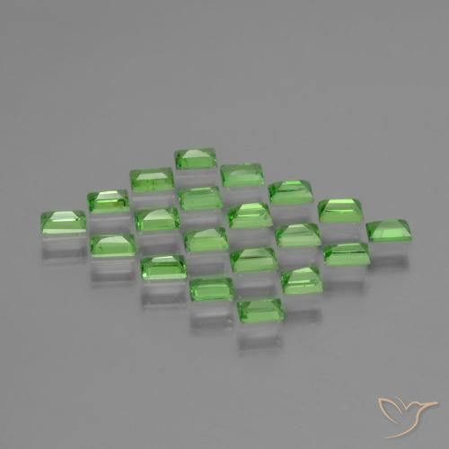 Gemme di Granato Tsavorite Verde acceso naturale da 1.57 ct, Taglio a baguette, VS