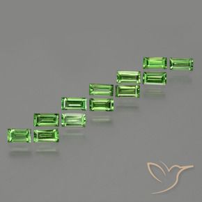 Gemme di Granato Tsavorite Verde acceso naturale da 1.71 ct, Taglio a baguette, VS