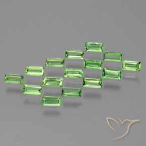 Gemme di Granato Tsavorite Verde acceso naturale da 1.46 ct, Taglio a baguette, VS