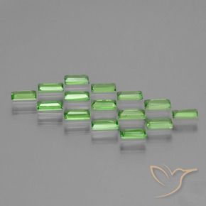 Gemme di Granato Tsavorite Verde acceso naturale da 1.46 ct, Taglio a baguette, VS