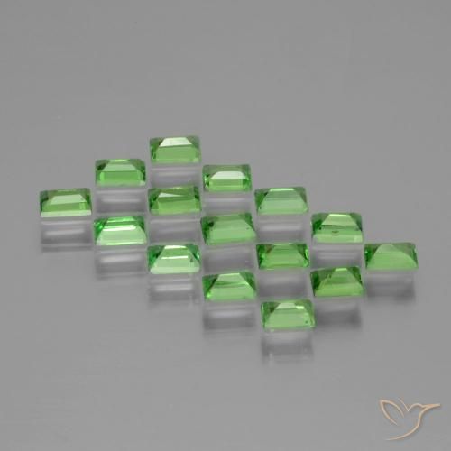 Gemme di Granato Tsavorite Verde acceso naturale da 1.48 ct, Taglio a baguette, VS