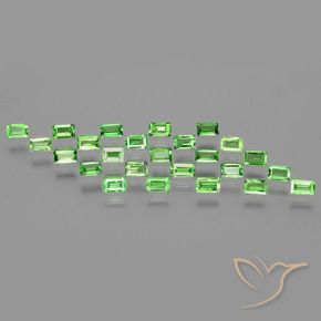 Gemme di Granato Tsavorite Verde acceso naturale da 1.99 ct, Taglio a baguette, VS
