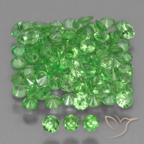 Gemme di Granato Tsavorite Verde acceso naturale da 4.78 ct, Rotondo, VS
