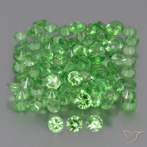Gemme di Granato Tsavorite Verde acceso naturale da 4.76 ct, Rotondo, VS