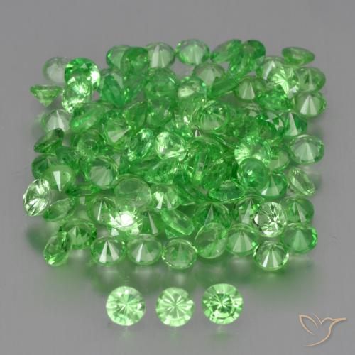Gemme di Granato Tsavorite Verde acceso naturale da 4.90 ct, Rotondo, VS