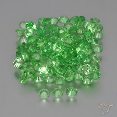 Gemme di Granato Tsavorite Verde acceso naturale da 4.90 ct, Rotondo, VS