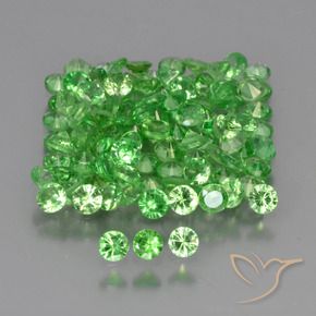 Gemme di Granato Tsavorite Verde acceso naturale da 4.13 ct, Rotondo, VS