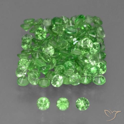 Gemme di Granato Tsavorite Verde acceso naturale da 4.10 ct, Rotondo, VS