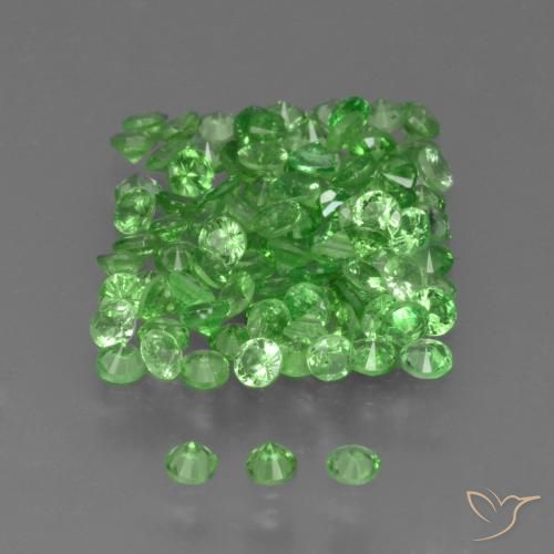 Gemme di Granato Tsavorite Verde acceso naturale da 4.10 ct, Rotondo, VS