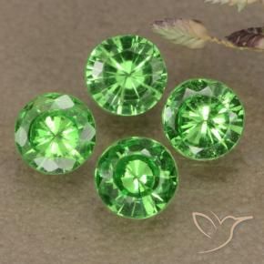 Gemme di Granato Tsavorite Verde acceso naturale da 1.03 ct, Taglio rotondo, VS