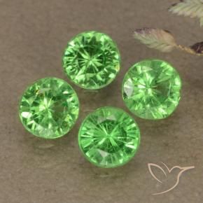 Gemme di Granato Tsavorite Verde acceso naturale da 0.94 ct, Rotondo, VS