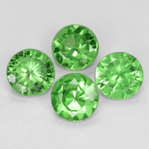 Gemme di Granato Tsavorite Verde medio naturale da 0.93 ct, Taglio rotondo, VS