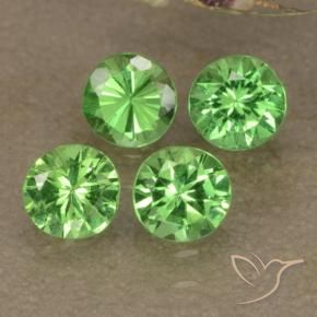 Gemme di Granato Tsavorite Verde acceso naturale da 0.93 ct, Rotondo, VS