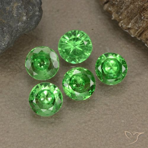 Gemme di Granato Tsavorite Verde medio naturale da 1.28 ct, Taglio rotondo, VS