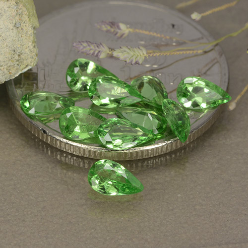 Granato tsavorite naturale verde da 1,48 ct, taglio a pera, VS