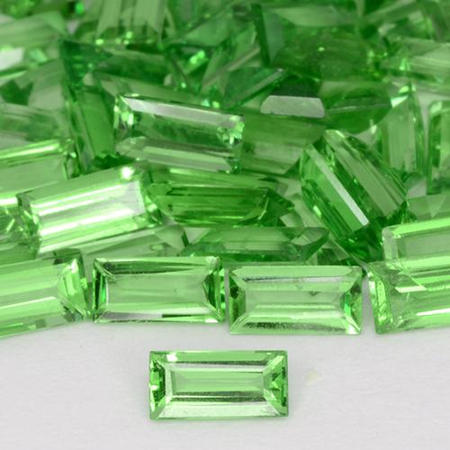Granato Tsavorite Verde acceso naturale da 0.11 ct, Taglio a baguette, VS
