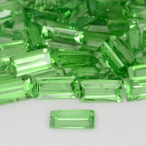 Granato Tsavorite Verde acceso naturale da 0.11 ct, Taglio a baguette, VS