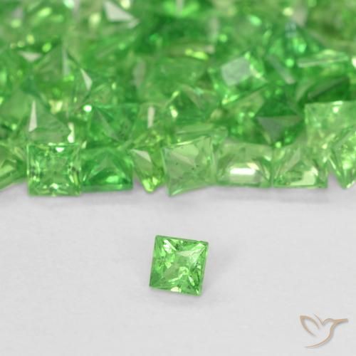 0.07ct Naturale Verde acceso Granato Tsavorite, Quadrato, SI