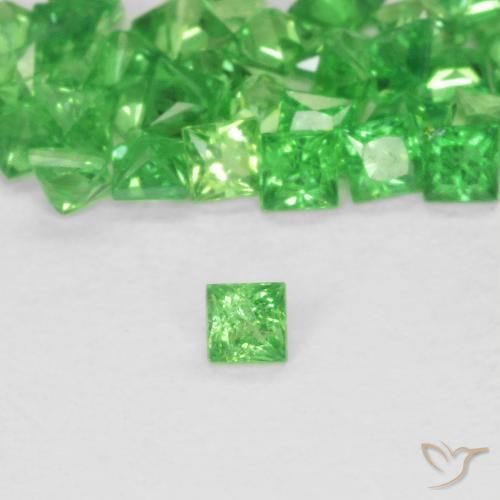 0.08ct Naturale Verde acceso Granato Tsavorite, Quadrato, SI