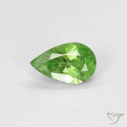 0.26ct Naturale Verde acceso Granato Tsavorite, Forma a pera, VVS-VS