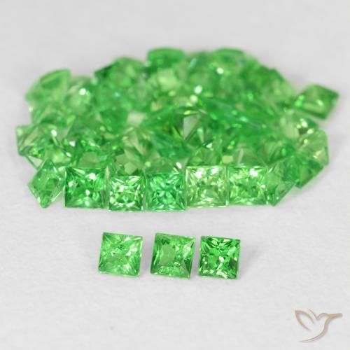 Gemme di Granato Tsavorite Verde acceso naturale da 2.13 ct, Quadrato, VS