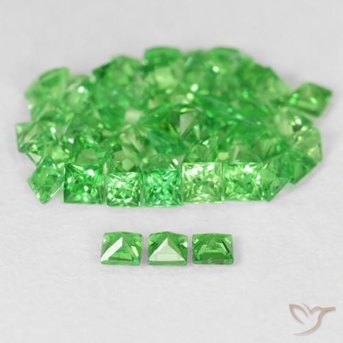 Gemme di Granato Tsavorite Verde acceso naturale da 2.13 ct, Quadrato, VS