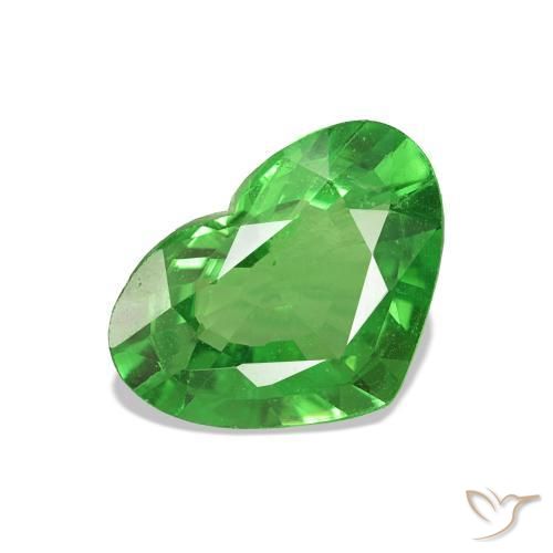 Granato Tsavorite Verde brillante naturale da 1.44 ct, A forma di cuore, VVS-VS