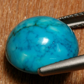 Turchese naturale blu da 8,98 ct, taglio ovale, opaco