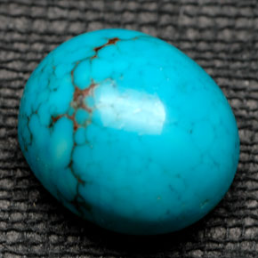 Turchese naturale blu da 6,28 ct, taglio ovale, opaco