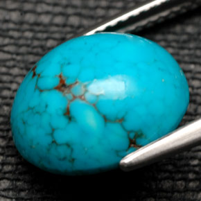 Turchese naturale blu da 6,28 ct, taglio ovale, opaco