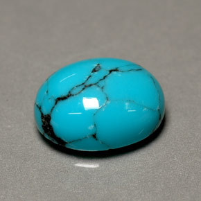 Turchese naturale blu da 1,93 ct, taglio ovale, opaco