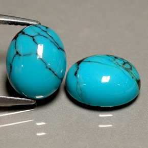 Gemme di Turchese Blu naturale da  ct, Taglio ovale, Opaco