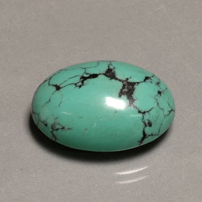 Turchese naturale verde da 13,65 ct, taglio ovale, opaco