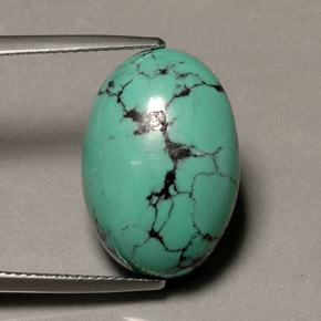 Turchese naturale verde da 13,65 ct, taglio ovale, opaco
