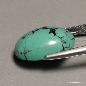 Turchese naturale verde da 13,65 ct, taglio ovale, opaco