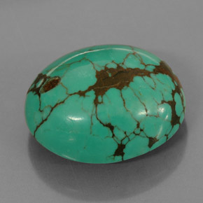 Turchese naturale verde da 15,63 ct, taglio ovale, opaco