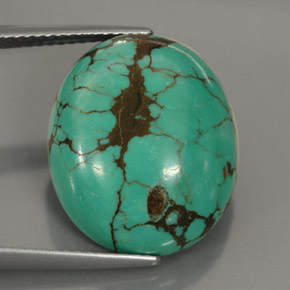 Turchese naturale verde da 15,63 ct, taglio ovale, opaco
