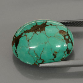 Turchese naturale verde da 15,63 ct, taglio ovale, opaco