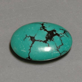 Turchese naturale verde da 12,26 ct, taglio ovale, opaco