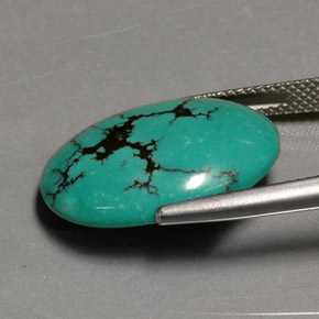 Turchese naturale verde da 12,26 ct, taglio ovale, opaco