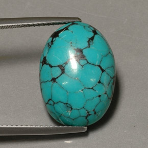 Turchese naturale blu da 12,98 ct, taglio ovale, opaco