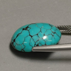 Turchese naturale blu da 12,98 ct, taglio ovale, opaco