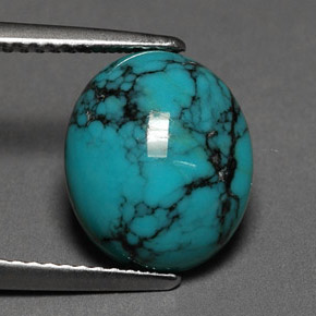 Turchese naturale blu da 3,00 ct, taglio ovale, opaco