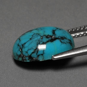 Turchese naturale blu da 3,00 ct, taglio ovale, opaco