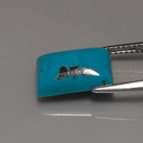 Turchese naturale blu da 3,47 ct, baguette, opaco