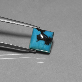 Turchese naturale blu da 1,84 ct, quadrato, opaco