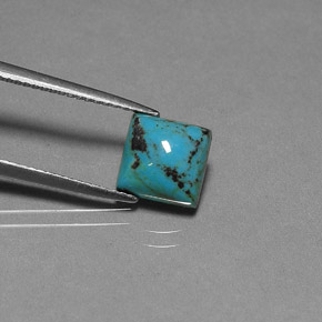 Turchese naturale blu da 1,86 ct, quadrato, opaco